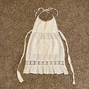 Stone Cold Fox White Linen and Lace Apron